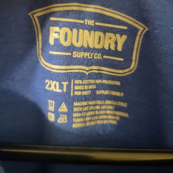 The Foundry Blue Beige Color Block Men's Polo, Big & Tall 2XLT - Picture 7 of 7